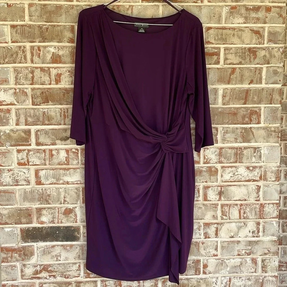 Jessica Howard Purple Wrap Mother of the Bride Formal Knit Dress - Picture 1 of 11